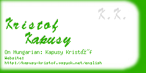 kristof kapusy business card